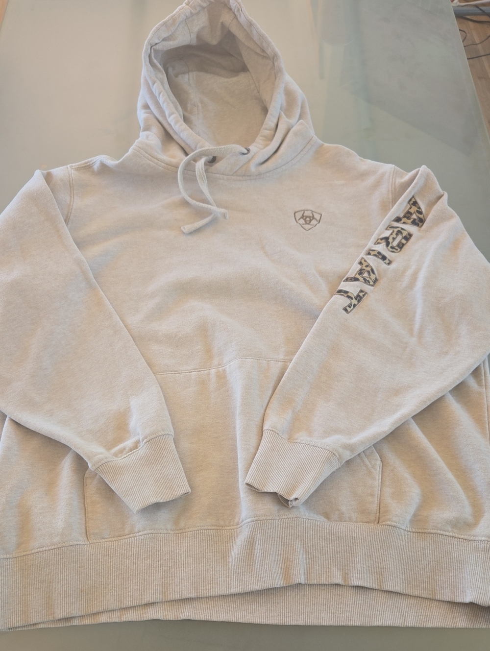 Ariat Cream Pullover Hoodie with Logo Sleeve Detail